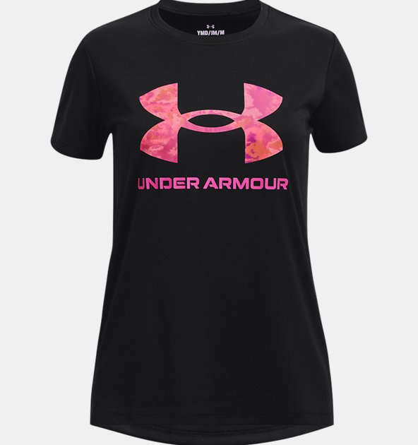 Under Armour Girls' UA Tech Print Fill Big Logo Short Sleeve